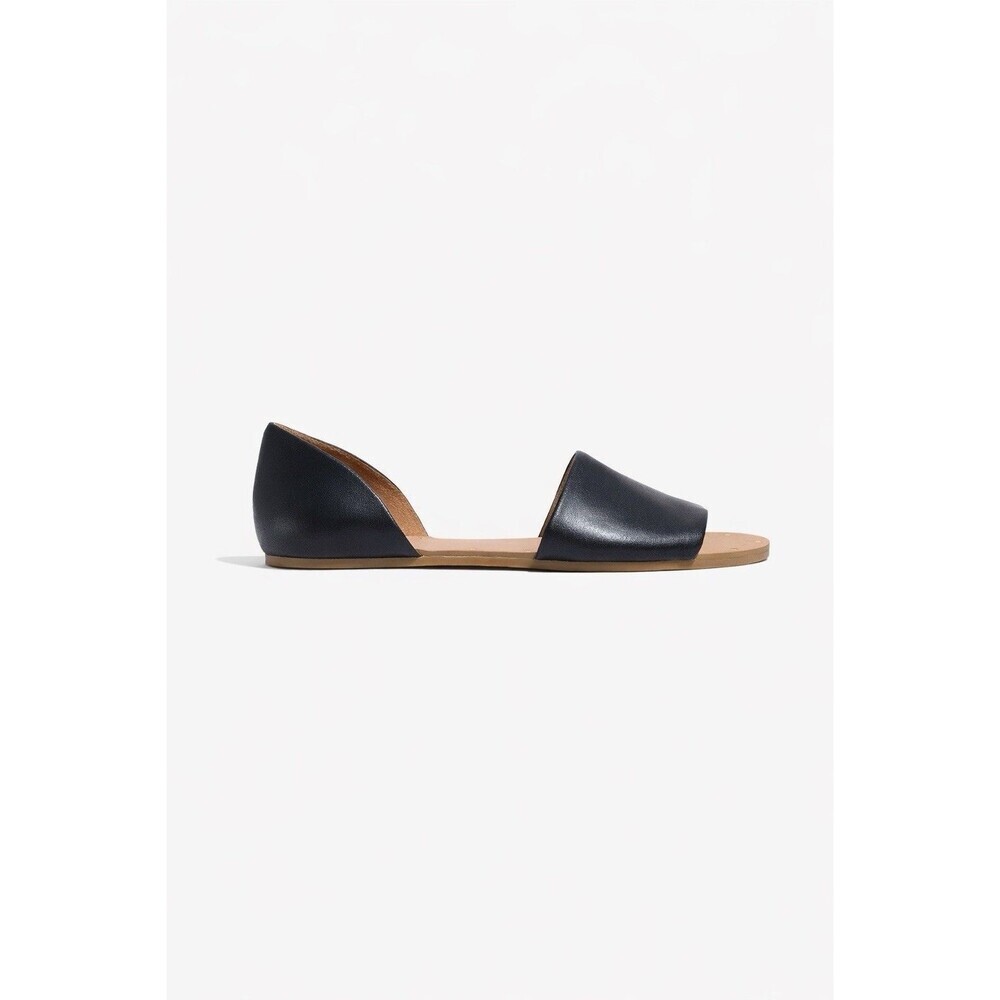 Madewell Thea Black Leather Sandal 9.5 Black Wide Strap Minimalist D’Orsay Chic